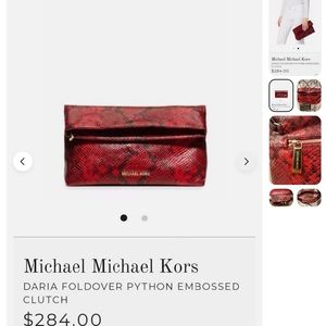 Michael Kors snakeskin embossed clutch purse with strap